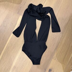 Black Plunge One-Piece Bodysuit